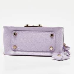 Pre Owned Furla Purple Leather Mini Metropolis Chain Bag