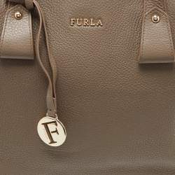 Furla Taupe Leather Zip Tote