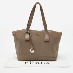 Furla Taupe Leather Zip Tote