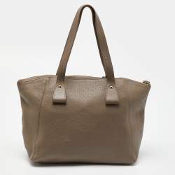 Furla Taupe Leather Zip Tote