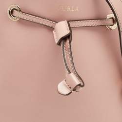 Pre Owned Furla Pink Leather Stacy Drawstring Bucket Bag