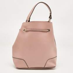 Pre Owned Furla Pink Leather Stacy Drawstring Bucket Bag