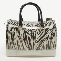 Furla Black/White Zebra Print Rubber Candy Satchel