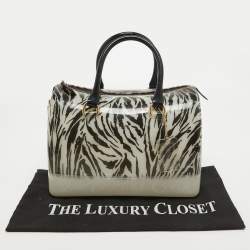 Furla Black/White Zebra Print Rubber Candy Satchel