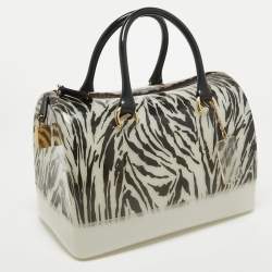 Furla Black/White Zebra Print Rubber Candy Satchel