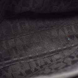 Pre Owned Furla Black Croc Embossed Leather Zip Tote