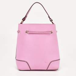 Furla Pink Leather Stacy Drawstring Bucket Bag