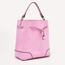 Furla Pink Leather Stacy Drawstring Bucket Bag