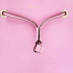 Furla Pink Leather Stacy Drawstring Bucket Bag