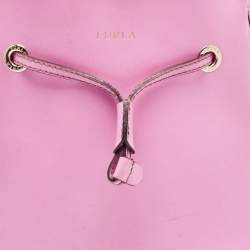 Furla Pink Leather Stacy Drawstring Bucket Bag