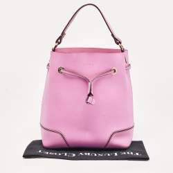 Furla Pink Leather Stacy Drawstring Bucket Bag