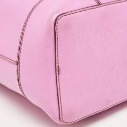 Furla Pink Leather Stacy Drawstring Bucket Bag