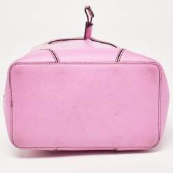 Furla Pink Leather Stacy Drawstring Bucket Bag