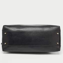 Pre Owned Furla Black Leather Piper Dome Satchel