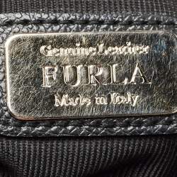 Pre Owned Furla Black Leather Piper Dome Satchel