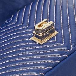 Pre Owned Furla Blue Quilted Leather Pop Star Shoulder Bag