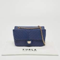 Pre Owned Furla Blue Quilted Leather Pop Star Shoulder Bag