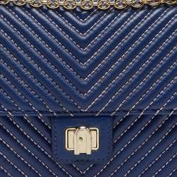 Pre Owned Furla Blue Quilted Leather Pop Star Shoulder Bag