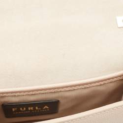 Pre Owned Furla Beige Leather Bakare Flip Lock Shoulder Bag