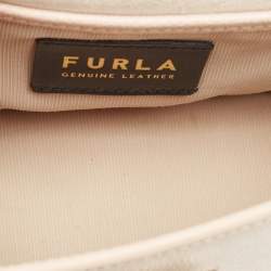 Pre Owned Furla Beige Leather Bakare Flip Lock Shoulder Bag