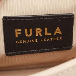 Pre Owned Furla Beige Leather Bakare Flip Lock Shoulder Bag