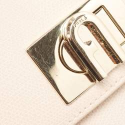 Pre Owned Furla Beige Leather Bakare Flip Lock Shoulder Bag