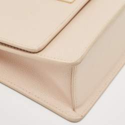 Pre Owned Furla Beige Leather Bakare Flip Lock Shoulder Bag