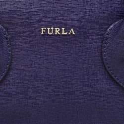 Pre Owned Furla Blue Leather Middle Zip Tote