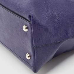 Pre Owned Furla Blue Leather Middle Zip Tote