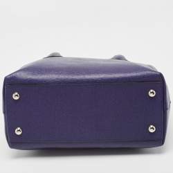 Pre Owned Furla Blue Leather Middle Zip Tote