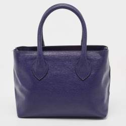 Pre Owned Furla Blue Leather Middle Zip Tote