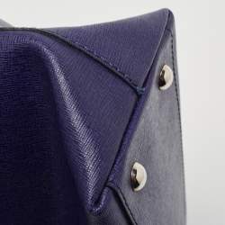 Pre Owned Furla Blue Leather Middle Zip Tote