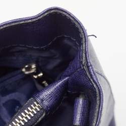 Pre Owned Furla Blue Leather Middle Zip Tote