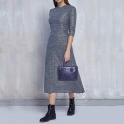 Pre Owned Furla Blue Leather Middle Zip Tote