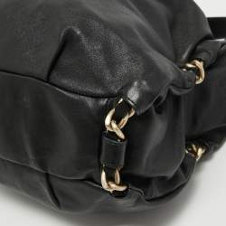 Furla Black Leather Chain Detail Hobo