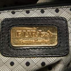 Furla Black Leather Chain Detail Hobo