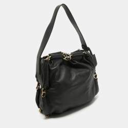 Furla Black Leather Chain Detail Hobo