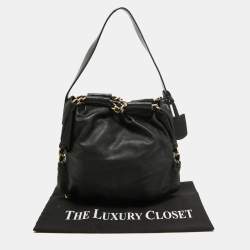 Furla Black Leather Chain Detail Hobo