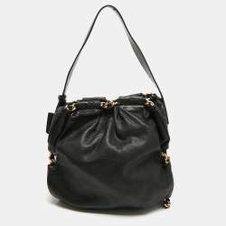 Furla Black Leather Chain Detail Hobo