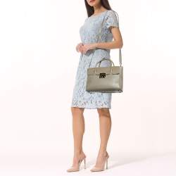 Pre Owned Furla Grey Leather Large Metropolis Tote
