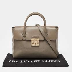 Pre Owned Furla Grey Leather Large Metropolis Tote