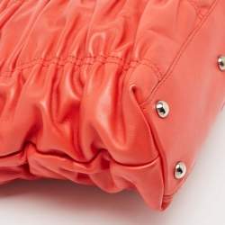 Pre Owned Furla Orange Pleated Leather Tote