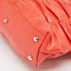 Pre Owned Furla Orange Pleated Leather Tote