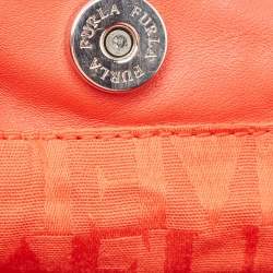 Pre Owned Furla Orange Pleated Leather Tote