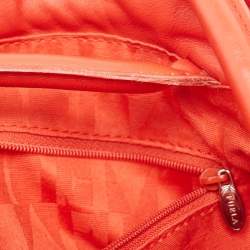 Pre Owned Furla Orange Pleated Leather Tote