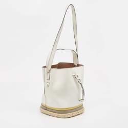 Pre Owned Furla Multicolor Leather and Jute Bucket Bag