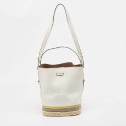 Pre Owned Furla Multicolor Leather and Jute Bucket Bag