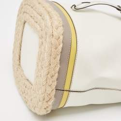 Pre Owned Furla Multicolor Leather and Jute Bucket Bag