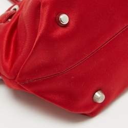 Furla Red Satin and Patent Leather Baguette Bag