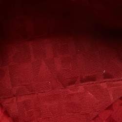 Furla Red Satin and Patent Leather Baguette Bag